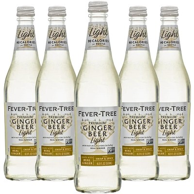 Fever Tree Light Ginger Beer- Premium Quality Mixer - Refreshing Beverage for Cocktails & Mocktails 500ml Bottles