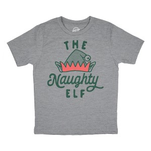 Youth The Naughty Elf T Shirt Funny Bad Behavior Xmas Elves Joke Tee For Kids - Crazy Dog Youth T Shirt - 1 of 4
