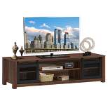 Costway TV Stand Entertainment Center for TV's up to 65'' with Sliding Mesh Doors Walnut\ Black