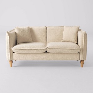CorLiving Theodore Loveseat: Boucle Upholstery, Wood Legs, Includes Accent Pillows - 1 of 4