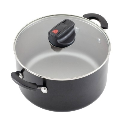Farberware 6 Quart Black Aluminum Nonstick Stockpot with Glass Lid