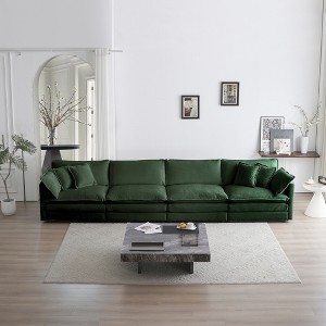 Oversized 146.5" Chenille Modular 4-seater Sectional Sofa with Double-layer Cushion, 4-Piece Free combination Sofa - 1 of 4