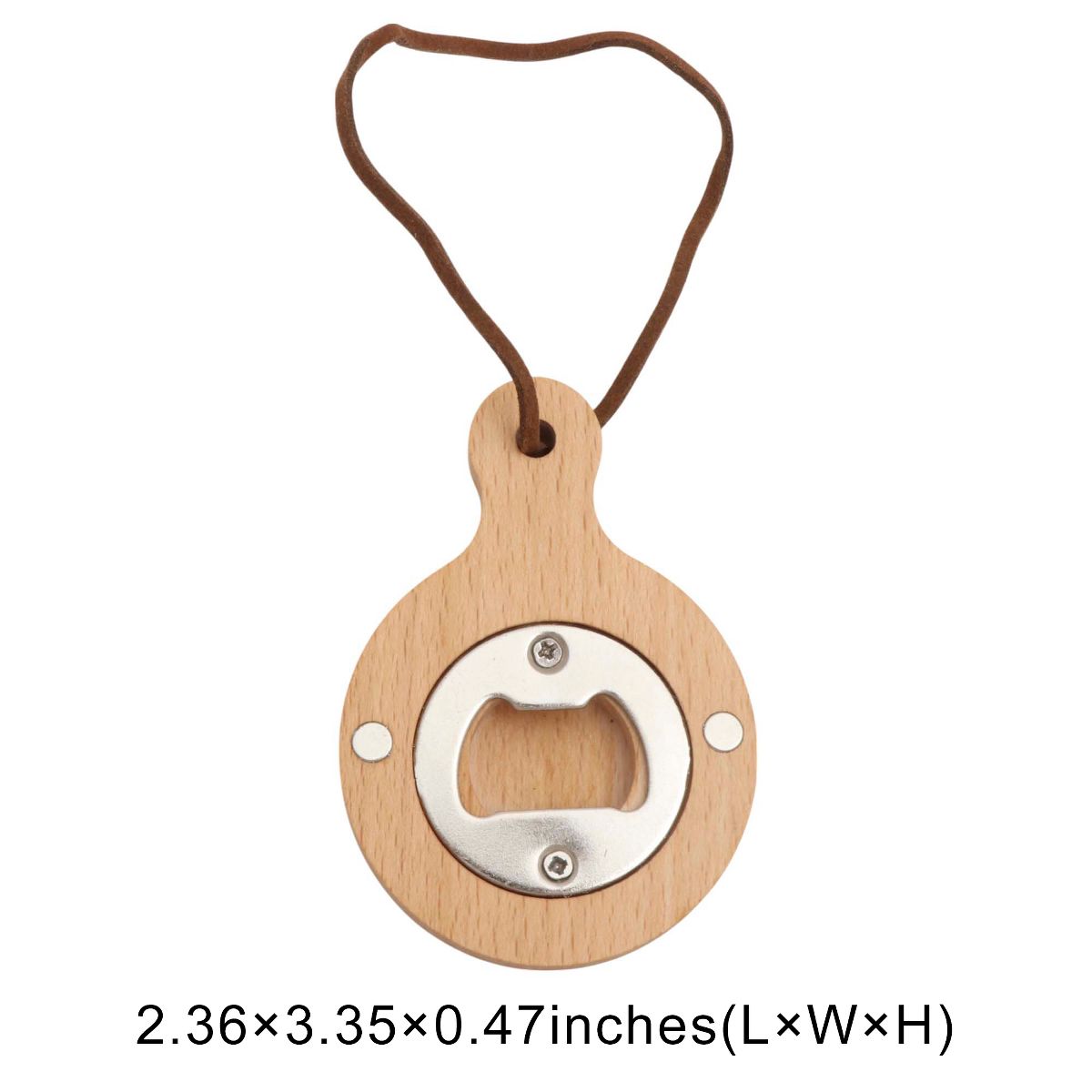 Unique Bargains Bottle Opener Magnetic Wood Round Handle Magnet Wood Light Brown 2.36"x3.35"x0.47" 1 Pcs - thumbnail 7