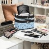 Makeup Bag Cosmetic Bag Travelling Double Layer Make Up Bag Organizer Medium Case for Women Girls Reusable Toiletry Bags(Blue) - 2 of 4