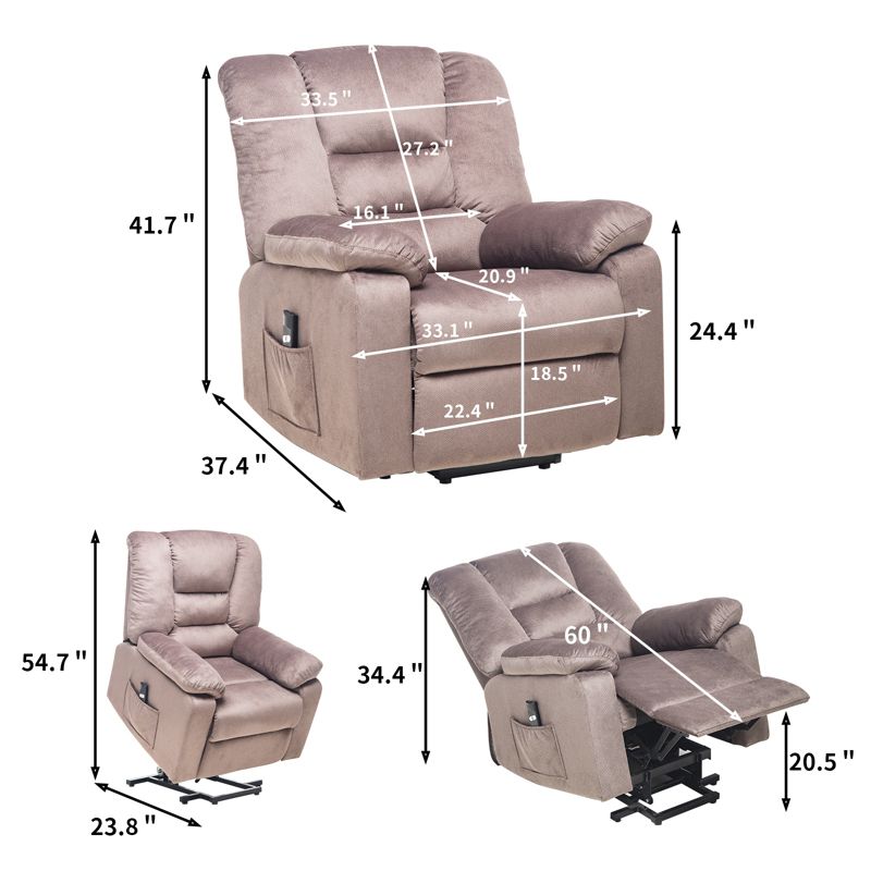Electric Lift Elderly Recliner with Heavy Duty Safety Motion Tilt Mechanism - ModernLuxe, 3 of 13