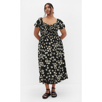 Women's Plus Size Emie Print Midi Dress - daisy | CITY CHIC