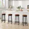 360° Swivel Bar Stool Set of 2/4, PU Leather Upholstered Counter Height Bar Stool with Metal Footrests, Mid Century Modern Barstool - 3 of 4