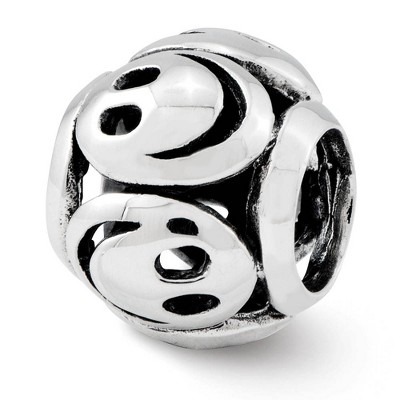 Black Bow Jewelry Antiqued Sterling Silver Smiley Faces Bead Charm