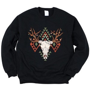 Simply Sage Market Women's Graphic Sweatshirt Christmas Bull - 1 of 4