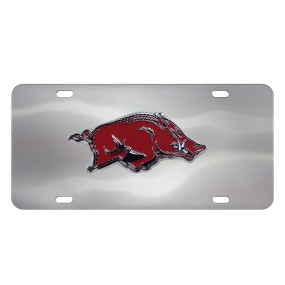 NCAA University of Arkansas Razorbacks Stainless Steel Metal License Plate