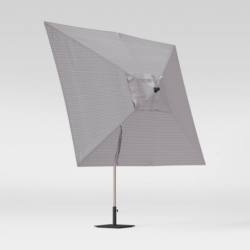 10′ Geo Rectangular Patio Umbrella DuraSeason Fabric Gray/White – Project 62 For Sale