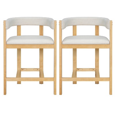 Christopher Knight Home Callista Rubberwood Upholstered Counter Stool With Open Back (Set of 2)