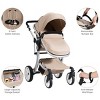 Infans Aluminum Infant Bassinet Reversible Outdoor Foldable Stroller W/Diaper Bag Beige - 4 of 4