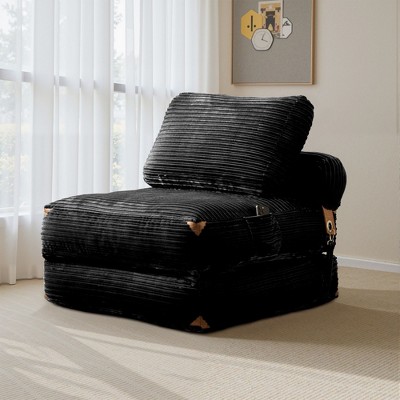 XIZZI Foldable Sofa Bed, Convertible to Bed for Small Spaces, Space Saving Indoor Corduroy Sleeper Chair for Apartments in Gray, Black or Beige