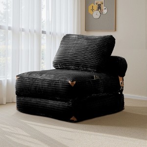 XIZZI Foldable Sofa Bed, Convertible to Bed for Small Spaces, Space Saving Indoor Corduroy Sleeper Chair for Apartments in Gray, Black or Beige - 1 of 4