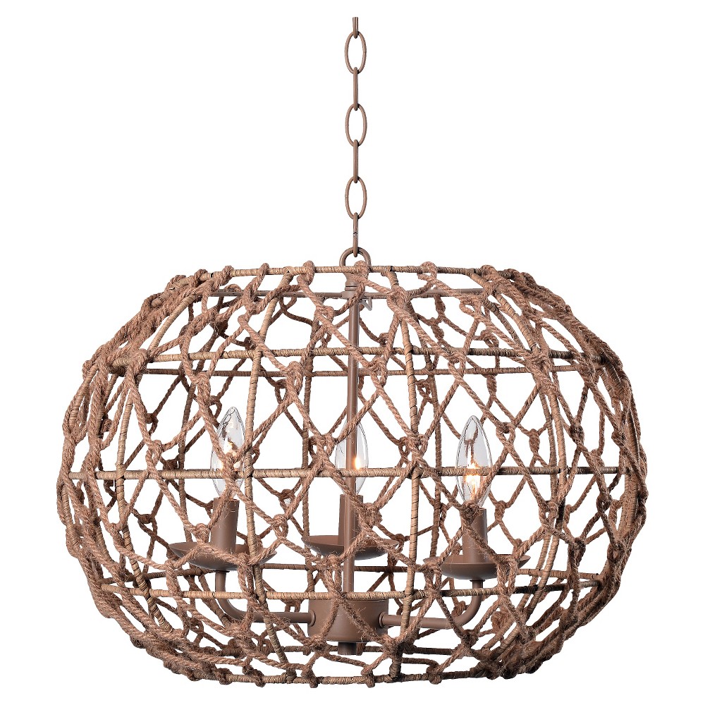 Photos - Chandelier / Lamp Kenroy Home Torus 3 Light Pendant: Coastal Style, Candelabra Bulbs, UL Listed