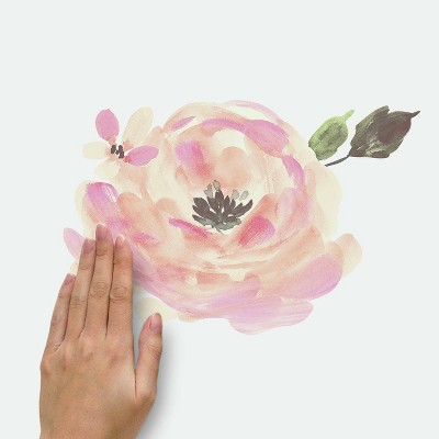 Floral Blooms Pink and Green Vinyl Peel and Stick Wall Decals