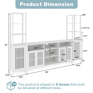 Rustic Farmhouse TV Stand for Up to 70 Inch TVs, Multi-Functional Entertainment Center, Versatile Media Console for Living Room Organization - 1 of 4