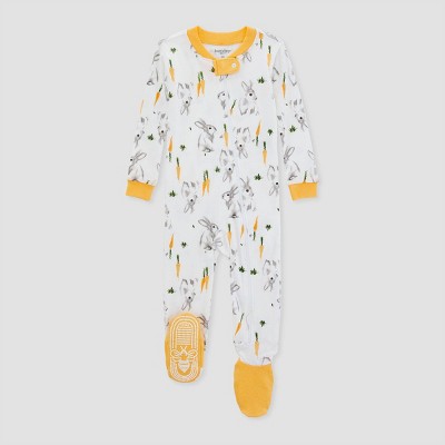 Image of Burt's Bees Baby® Baby Boys' Roaming Rabbit Organic Cotton Footed Pajama - White 6-9M