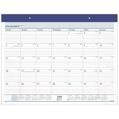 AT-A-GLANCE 2021-2022 17" x 21.75" Desk Pad Calendar Academic White/Blue/Red AYST24-17-22