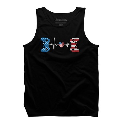 Men's Design By Humans July 4th Flag Heartbeat Video Gamer By Ujangkasep Tank Top