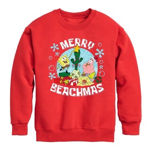 Boys' - SpongeBob SquarePants - Merry Beachmas Graphic Long Sleeve Fleece Sweatshirt - 1 of 4