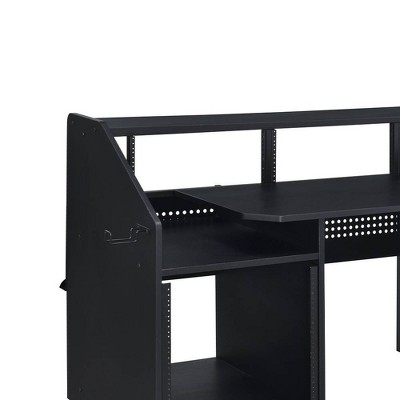 Studio Black 71" Music Desk with Keyboard Tray and Headphone Hooks
