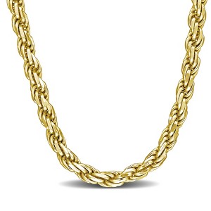 EVERLY JEWELRY | Yellow Plated Sterling Silver 3.3mm Diamond-Cut Rope Chain Necklace- Multiple Chain Length Options - 1 of 4