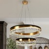 LNC Delphinium 2-Lights 31.5" Modern Luxury Integrated LED Tiered Crystal Chandelier,Gold and Black - 2 of 4