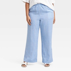 Women's Mid-Rise Wide Leg Linen Pull-On Pants - A New Day™ - 1 of 3