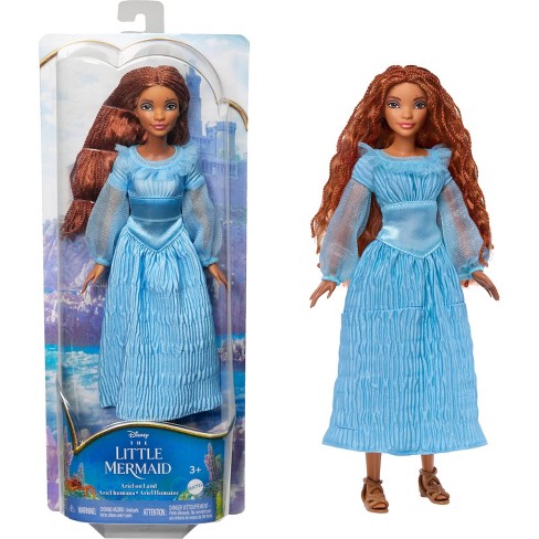 Disney The Little Mermaid Ariel Doll Land In Signature Blue Dress : Target