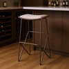 HomeRoots 30" Cream and Gold Iron and Fabric Backless Bar Height Bar Chair - 2 of 4
