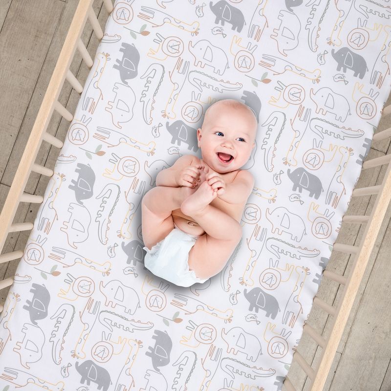 Lambs & Ivy Jungle Story 3-Piece Infant Safari Tan Baby Crib Bedding Set, 5 of 11