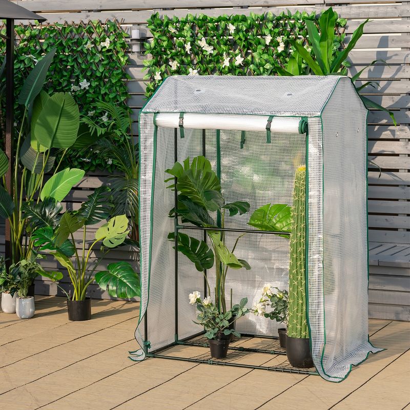 Costway 39'' x 32'' x 59'' Walk-in Garden Greenhouse Warm House for Plant Growing, 3 of 11