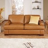 Home Imports Emporium Genuine Leather Living Room Set – Sofa Sets with Goose Feather Cushions and Mid-Century Modern Design - 2 of 4