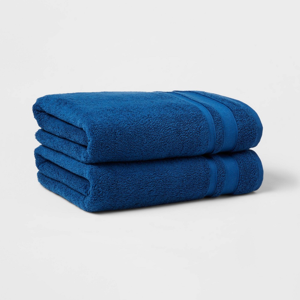 2pc Performance Bath Towel Set Blue - Threshold