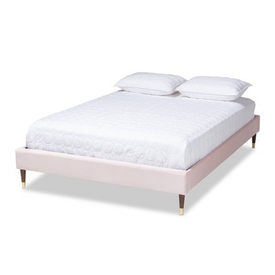 King Volden Velvet Wood Platform Bed Frame Pink - Baxton Studio