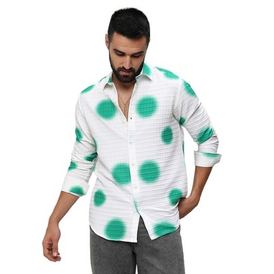 Campus Sutra Men Men's Chalk White:Emerald Green Spraypaint Shirt