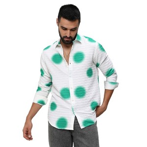Campus Sutra Men Men's Chalk White:Emerald Green Spraypaint Shirt - 1 of 3