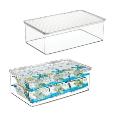 iDesign Stackable Hinged-Lid Pantry Storage Box - Set of 2 - Clear