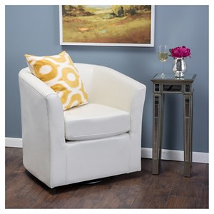 Daymian Faux Leather Swivel Club Chair - Christopher Knight Home - 1 of 4