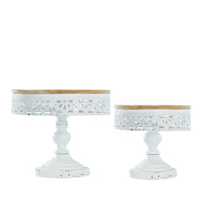 VIP Metal 10.04 in. White Round Trays Set of 2