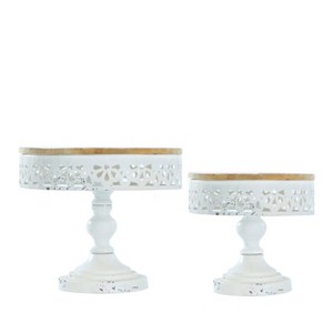 VIP Metal 10.04 in. White Round Trays Set of 2 - 1 of 4