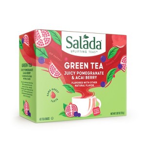 Salada Pomegranate Acai Berry Green Tea with 40 Individually Wrapped Tea Bags Per Box Brew Hot Naturally Flavored Green Tea Served Hot/ Cold - 1 of 3