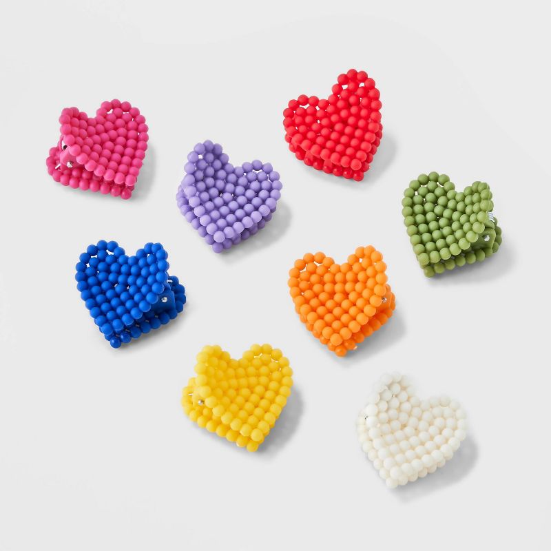 Girls&#39; 8pk Textured Heart Claw Clips - art class&#8482;, 1 of 5