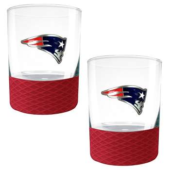 NFL New England Patriots 14oz Rocks Glass Set with Silicone Grip - 2pc