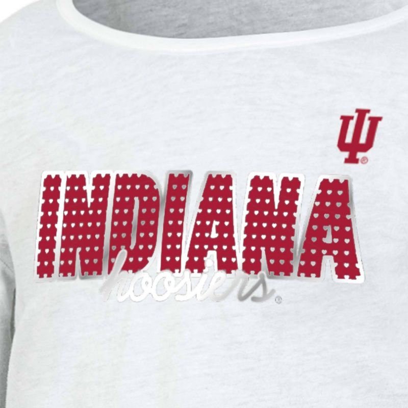 NCAA Indiana Hoosiers Girls&#39; White Long Sleeve T-Shirt, 3 of 4