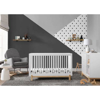 Bianca White and Natural Wood 4-in-1 Convertible Crib