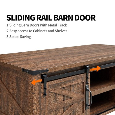 Rustic Oak Lift-Top Coffee Table with Sliding Barn Doors