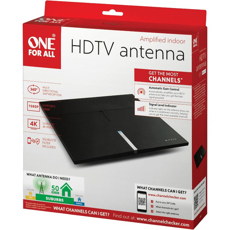 One For All® Amplified Indoor Smart HDTV Antenna, 4 of 6